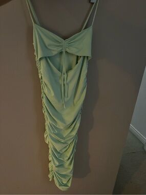 Oh Polly Mint Green Ruched Mini Dress with cute cut out US 4